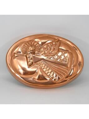 Vintage Christmas Angel Horn Trumpet Copper Cake Pan Jelly Gelatin Mold Holiday